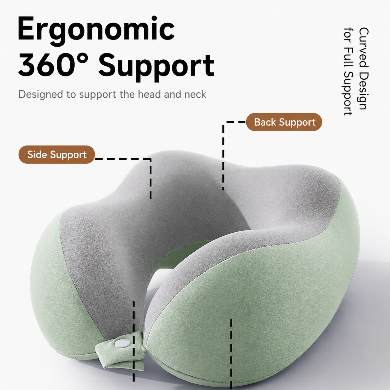 Ergonomic Travel Neck Pillow with Compact Carry Case
